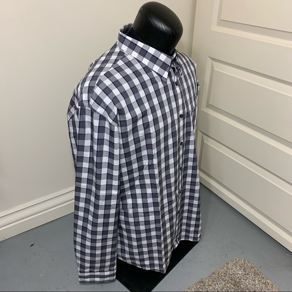 HAGGAR Minimalist Black White Check Casual Button Down Shirt Relax Fit Size 2XL - Picture 8 of 9